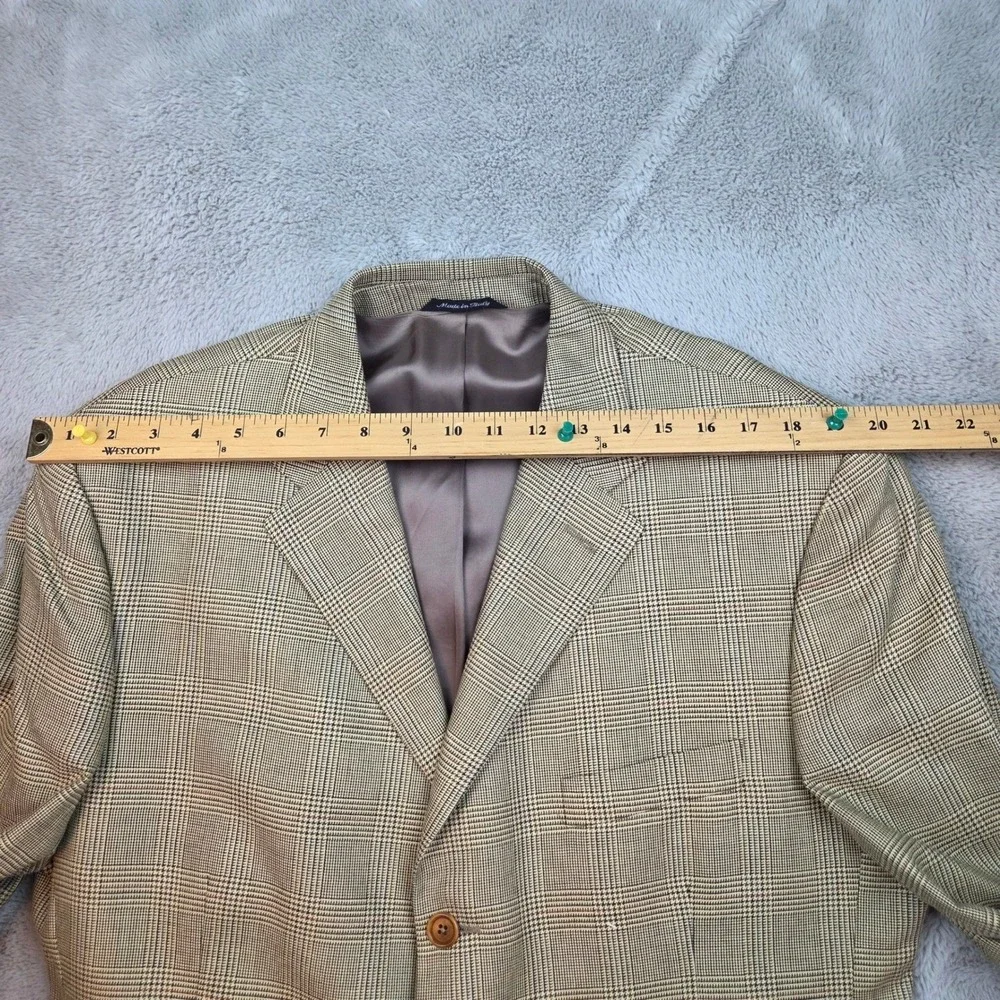 Sartoria Zanieri Silk Wool Sport Coat Mens L44 Glen Plaid Blazer Made in Italy‎